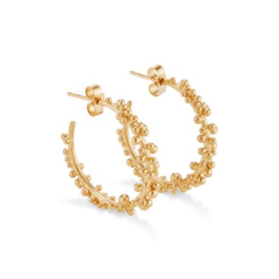 Gold Plated Granulated Hoops - Medium