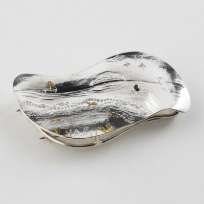 Sculptural Scene Brooch – ‘The Bass Rock’