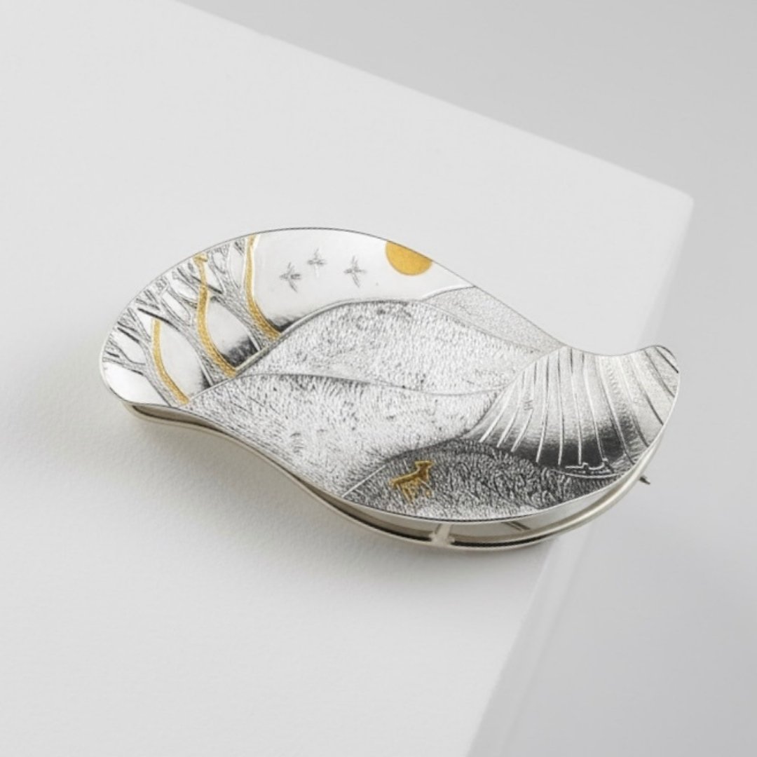 Sculptural Scene Brooch - 'Rolling Hills of Texture'